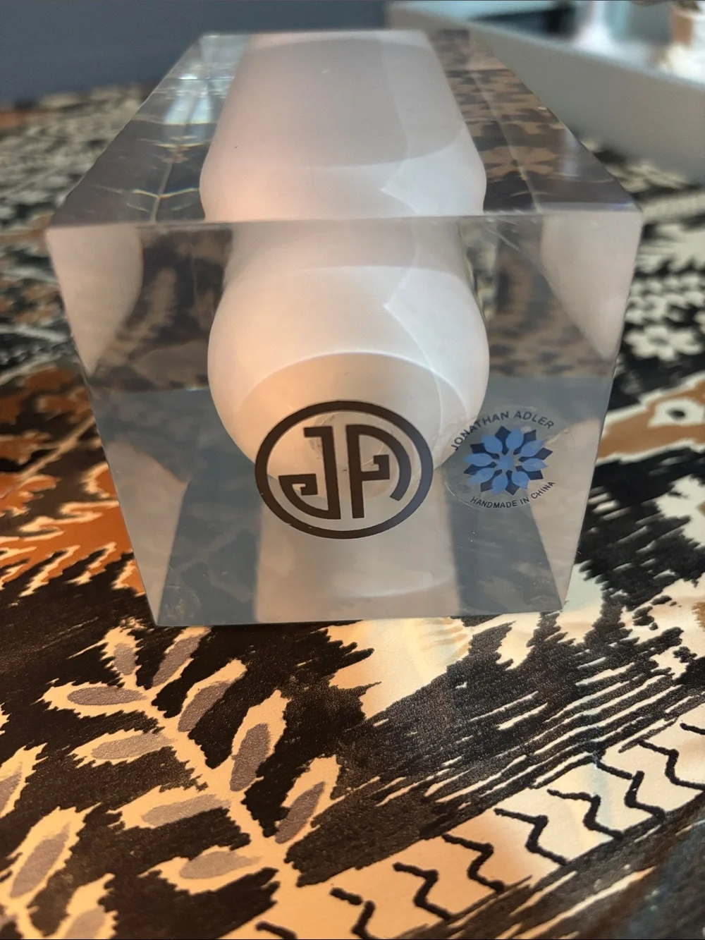 Jonathan Adler Clear Acrylic Home Accent with Frosted White Interior